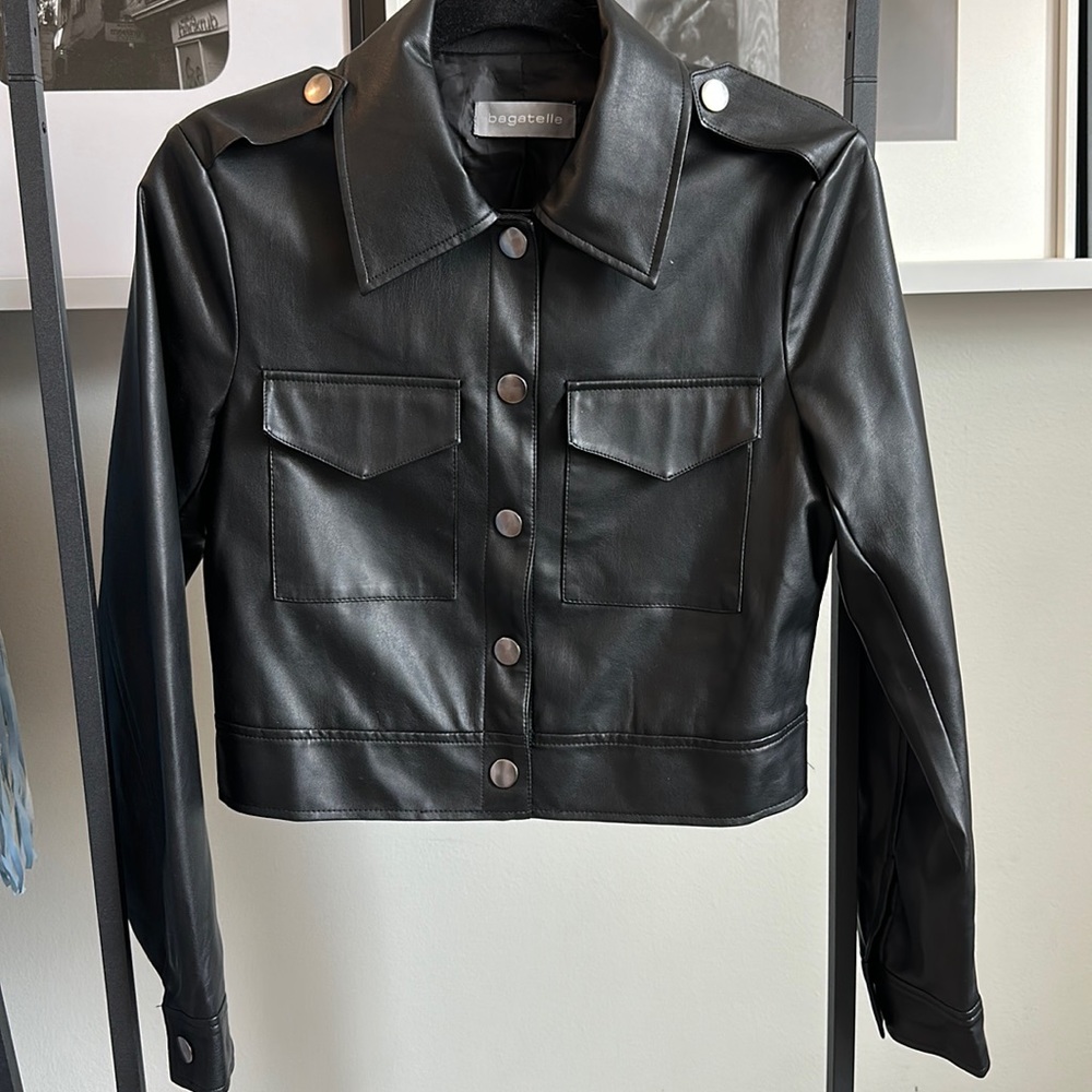 Bagatelle Faux Leather Cropped Jacket Size Small